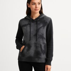 Autumn Cashmere Hoodie Sweater XL 100% Pure Cashmere Gray Black Pullover